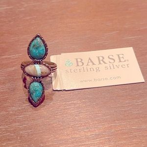 Barse NWT genuine turquoise 3-stone bronze ring size 7